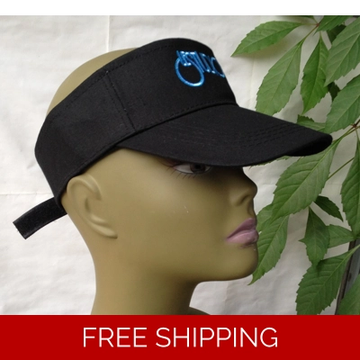 Unisex Black Sun Visor Hat White & Blue Logo